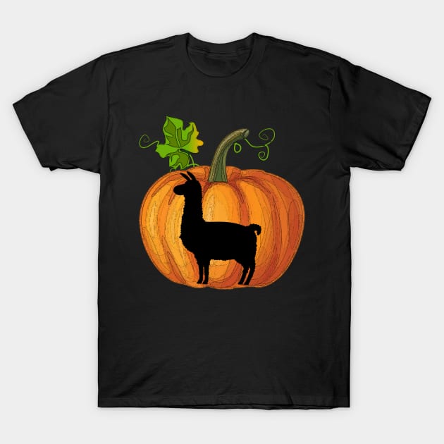 Llama in pumpkin T-Shirt by Flavie Kertzmann